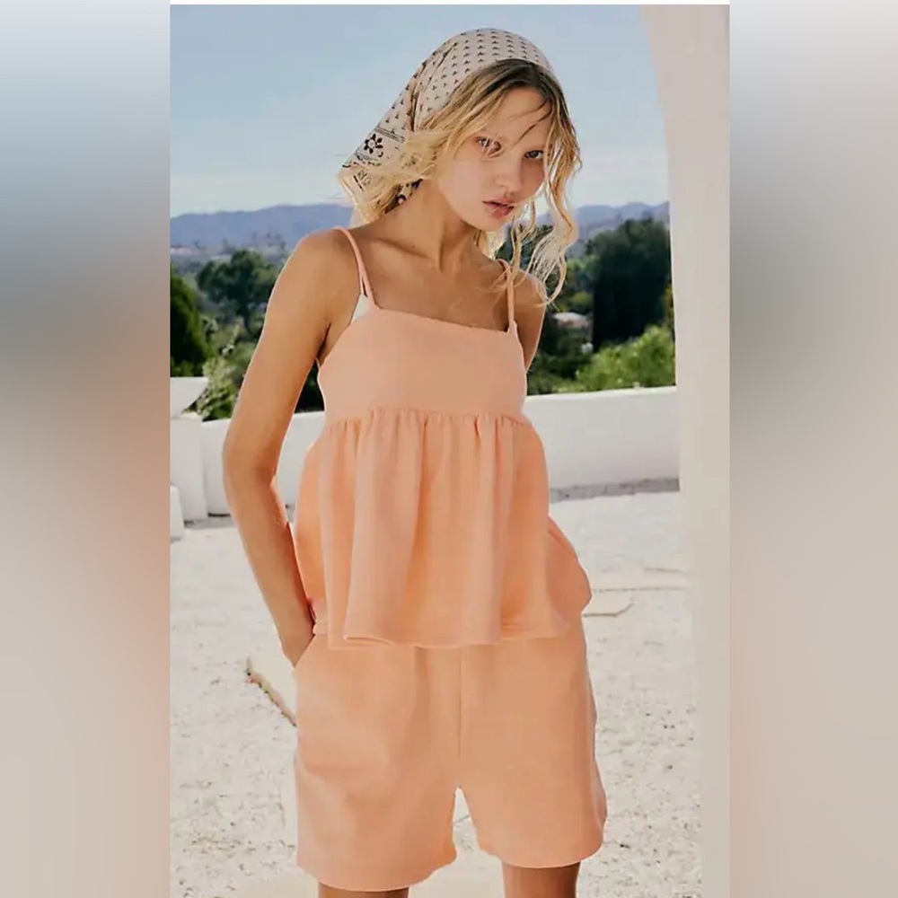 Peach Spaghetti Strap Babydoll Top